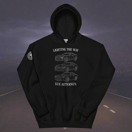 “Lighting the Way” – Lux Aeternus Muscle Trio Hoodie